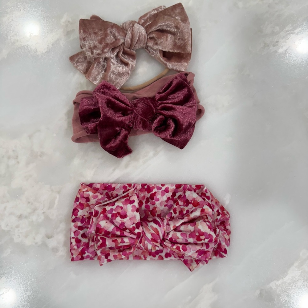 Velvet and Heart Bow Headbands by Baby Bling
